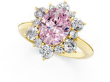 Yellow gold Fancy Pink Oval  Diamond Cluster Halo Ring with Solitaire Band and Four-Prong Setting_20