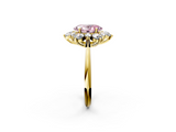 Yellow gold Fancy Pink Oval  Diamond Cluster Halo Ring with Solitaire Band and Four-Prong Setting_21