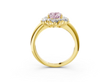 Yellow gold Fancy Pink Oval  Diamond Cluster Halo Ring with Solitaire Band and Four-Prong Setting_22