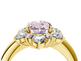 Yellow gold Fancy Pink Oval  Diamond Cluster Halo Ring with Solitaire Band and Four-Prong Setting_23