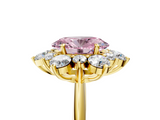 Yellow gold Fancy Pink Oval  Diamond Cluster Halo Ring with Solitaire Band and Four-Prong Setting_24