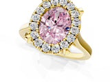 Yellow gold Fancy Pink Oval  Diamond Cluster Halo Solitaire with Four-Prong Setting_78