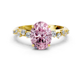 Yellow gold Fancy Pink Oval  Diamond Cluster Prong-Set Solitaire Ring_24