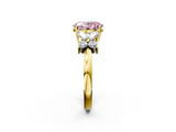 Yellow gold Fancy Pink Oval  Diamond Floral Cluster Ring with Solitaire Band and Prong Setting_50