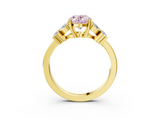 Yellow gold Fancy Pink Oval  Diamond Floral Cluster Ring with Solitaire Band and Prong Setting_51