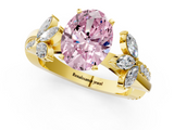 Yellow gold Fancy Pink Oval  Diamond Floral Vine Solitaire Engagement Ring_4