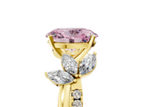 Yellow gold Fancy Pink Oval  Diamond Floral Vine Solitaire Engagement Ring_8
