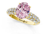Yellow gold Fancy Pink Oval  Diamond Pavé Band Solitaire Ring with Four-Prong Setting_50