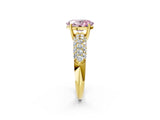 Yellow gold Fancy Pink Oval  Diamond Pavé Band Solitaire Ring with Four-Prong Setting_51