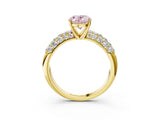Yellow gold Fancy Pink Oval  Diamond Pavé Band Solitaire Ring with Four-Prong Setting_52