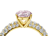 Yellow gold Fancy Pink Oval  Diamond Pavé Band Solitaire Ring with Four-Prong Setting_53