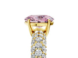 Yellow gold Fancy Pink Oval  Diamond Pavé Band Solitaire Ring with Four-Prong Setting_54