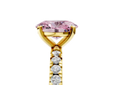 Yellow gold Fancy Pink Oval  Diamond Pavé Band Solitaire with Four-Prong Setting_204