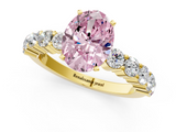Yellow gold Fancy Pink Oval  Diamond Pavé Band Solitaire with Four-Prong Setting_4