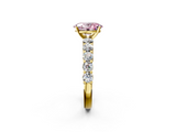 Yellow gold Fancy Pink Oval  Diamond Pavé Band Solitaire with Four-Prong Setting_5