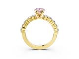 Yellow gold Fancy Pink Oval  Diamond Pavé Band Solitaire with Four-Prong Setting_6
