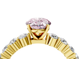 Yellow gold Fancy Pink Oval  Diamond Pavé Band Solitaire with Four-Prong Setting_7