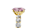 Yellow gold Fancy Pink Oval  Diamond Pavé Band Solitaire with Four-Prong Setting_8