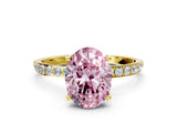Yellow gold Fancy Pink Oval  Diamond Pavé Band with Six-Prong Setting_19