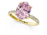 Yellow gold Fancy Pink Oval  Diamond Pavé Band with Six-Prong Setting_20