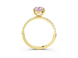 Yellow gold Fancy Pink Oval  Diamond Pavé Band with Six-Prong Setting_22