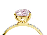 Yellow gold Fancy Pink Oval  Diamond Pavé Band with Six-Prong Setting_23