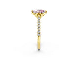 Yellow gold Fancy Pink Oval  Diamond Pave Band with Floral Prong Setting_29