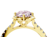Yellow gold Fancy Pink Oval  Diamond Pave Band with Floral Prong Setting_31