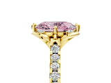 Yellow gold Fancy Pink Oval  Diamond Pave Band with Floral Prong Setting_32