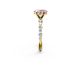 Yellow gold Fancy Pink Oval  Diamond Prong Set Engagement Ring with Pave Band_170
