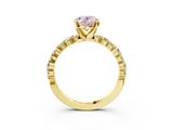 Yellow gold Fancy Pink Oval  Diamond Prong Set Engagement Ring with Pave Band_171