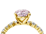 Yellow gold Fancy Pink Oval  Diamond Prong Set Engagement Ring with Pave Band_172