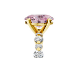 Yellow gold Fancy Pink Oval  Diamond Prong Set Engagement Ring with Pave Band_173