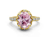 Yellow gold Fancy Pink Oval  Diamond Solitaire Ring with Shared Prong Pavé Band_66