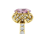 Yellow gold Fancy Pink Oval  Diamond Solitaire Ring with Shared Prong Pavé Band_71