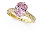 Yellow gold Fancy Pink Oval  Diamond Solitaire with Pave Band and Six-Prong Setting_21
