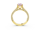 Yellow gold Fancy Pink Oval  Diamond Solitaire with Pave Band and Six-Prong Setting_23