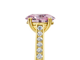 Yellow gold Fancy Pink Oval  Diamond Solitaire with Pave Band and Six-Prong Setting_25