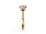 Yellow gold Fancy Pink Oval  Diamond Three-Stone Pave Band with Four-Prong Setting_22