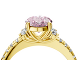 Yellow gold Fancy Pink Oval  Diamond Three-Stone Pave Band with Four-Prong Setting_24