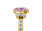 Yellow gold Fancy Pink Oval  Diamond Three-Stone Pave Band with Four-Prong Setting_25