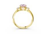 Yellow gold Fancy Pink Oval  Diamond Three-Stone Ring with Trapezoid Side Stones and Prong Setting_19