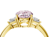 Yellow gold Fancy Pink Oval  Diamond Three-Stone Ring with Trapezoid Side Stones and Prong Setting_20