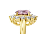 Yellow gold Fancy Pink Oval  Halo Cluster Diamond Engagement Ring with Prong Setting and Polished Band_56