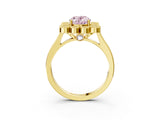 Yellow gold Fancy Pink Oval  Halo Diamond Cluster Engagement Ring with Milgrain Bezel Setting and Solitaire Band_30