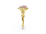 Yellow gold Fancy Pink Oval  Halo Diamond Engagement Ring with Filigree Band and Four-Prong Setting_83
