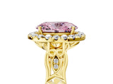 Yellow gold Fancy Pink Oval  Halo Diamond Engagement Ring with Filigree Band and Four-Prong Setting_86