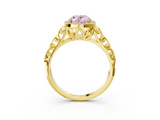 Yellow gold Fancy Pink Oval  Halo Diamond Engagement Ring with Intricate Filigree Band and Four-Prong Setting_40