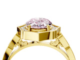 Yellow gold Fancy Pink Oval  Halo Diamond Engagement Ring with Milgrain Band and Four-Prong Setting_58