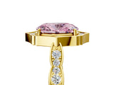 Yellow gold Fancy Pink Oval  Halo Diamond Engagement Ring with Milgrain Band and Four-Prong Setting_59